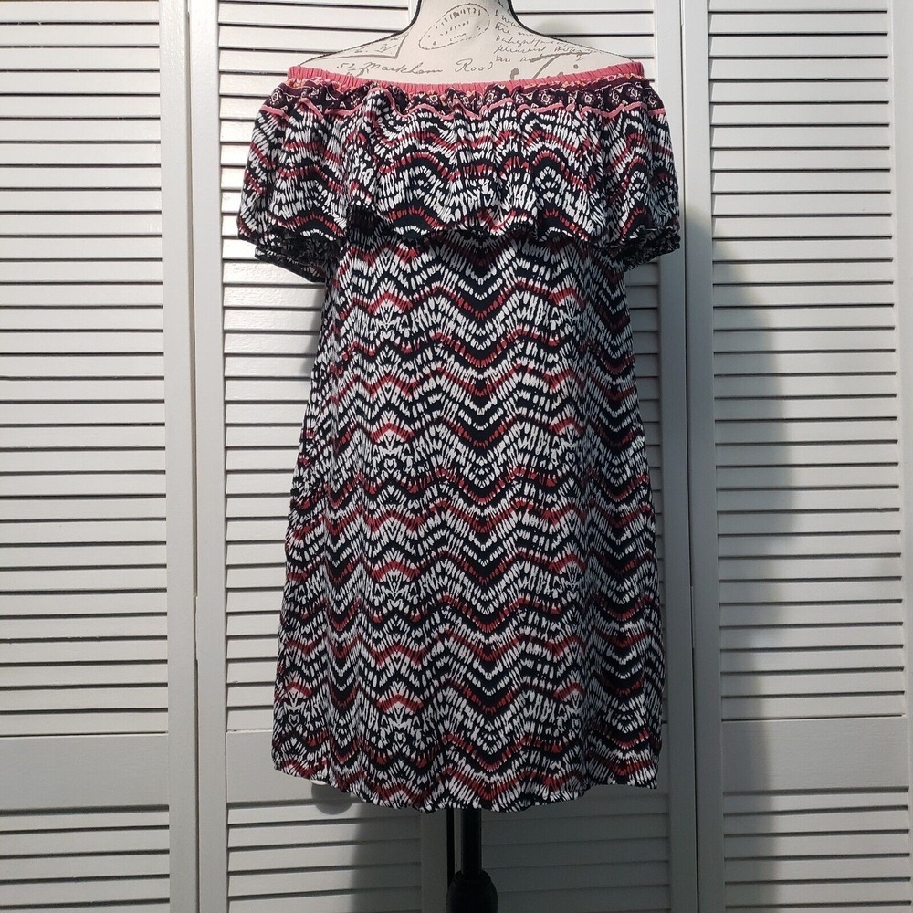 Sanctuary Stella Off the Shoulder Mini Dress Women's Small‎ Bright Maasai Print